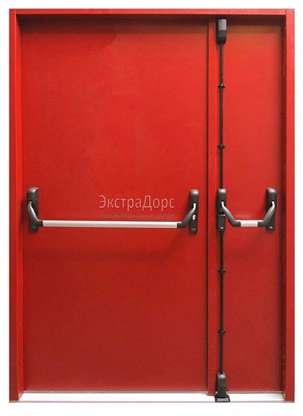 Противопожарная дверь EI 60 дымогазонепроницаемая красная с антипаникой в Сочи  купить