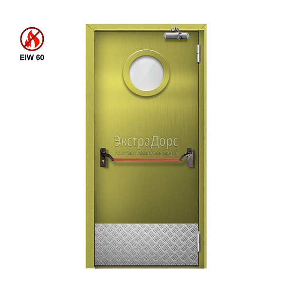 Противопожарная дверь EIW 60 ДОП-01-EIW-60 ДП54 однопольная остекленная стальная с антипаникой в Сочи  купить