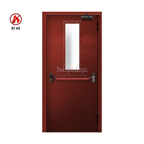 Противопожарная дверь EI 45 ДМП-01-EI45 ДП148 однопольная остекленная с антипаникой в Сочи  купить