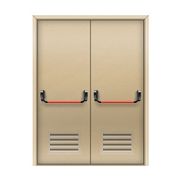 Дверь противопожарная со скрытыми петлями EI 60 двупольная с антипаникой с вентиляцией