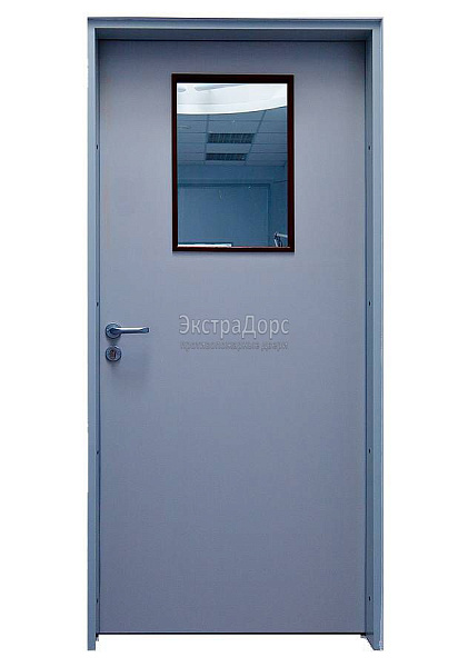 Дверь противопожарная металлическая однопольная EI 30 газодымонепроницаемая со стеклом в Сочи  купить