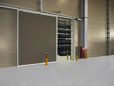Противопожарные ворота с автоматикой откатные с наполнением гофр